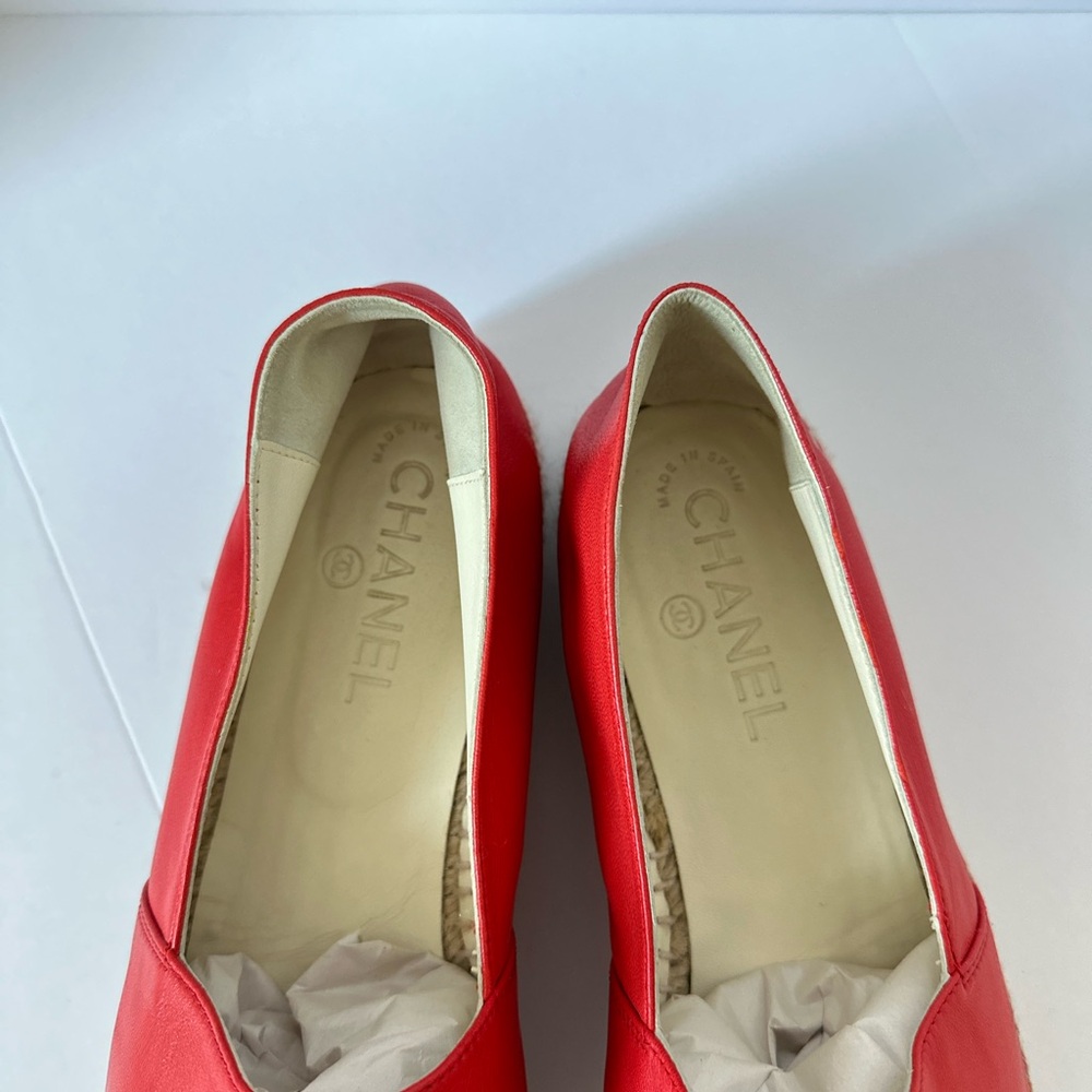 CHANEL Red Leather Espadrilles - Picture 4 of 14